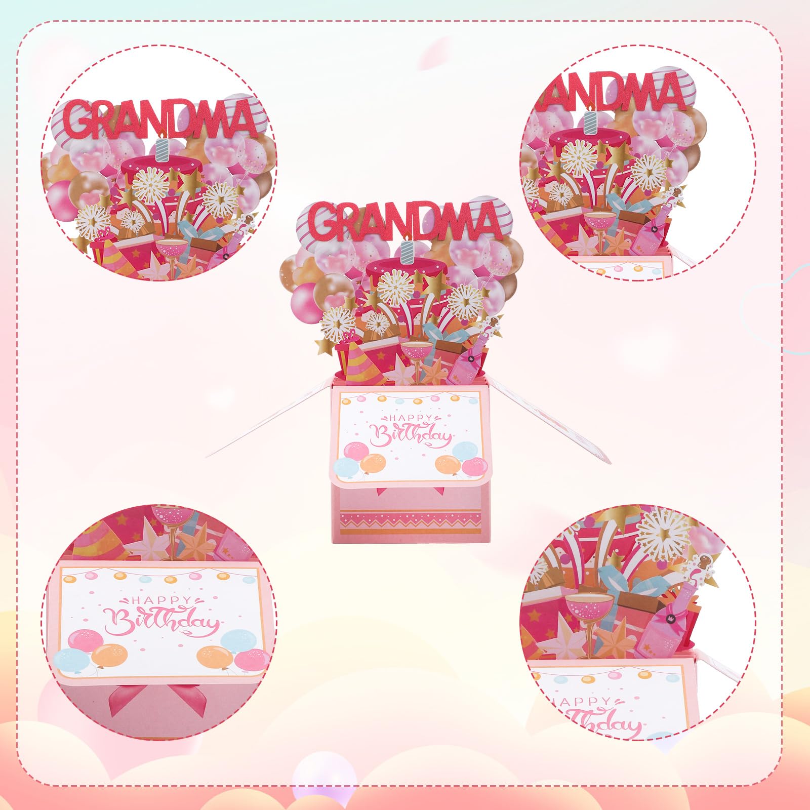 Amazon.com: Gosknor Happy Birthday Grandma Pop up Card, Colorful